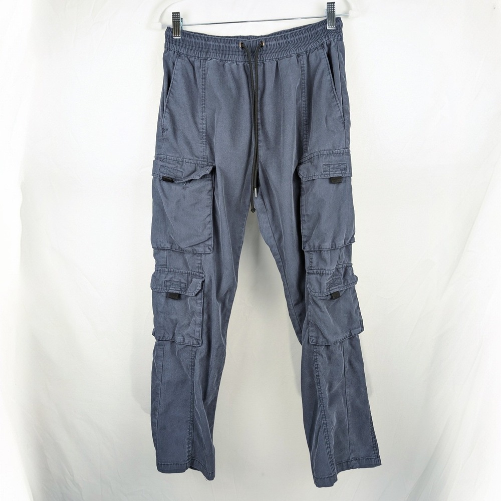 Pacsun Baggy‎ Cargo Pants Mens S Blue Gray Drawstring Elastic Waist Streetwear - Picture 2 of 10